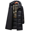 羽絨服 メンズ レディース 冬用 ロング丈 フード付き 白ダックダウン 厚手 黒 ブラック ペア あったか 暖かい 防寒 透湿 防水