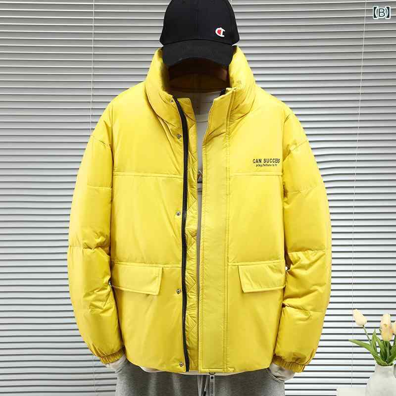 羽绒服 メンズ 男性用 ダウンジャケット ショート丈 厚手 防寒 立襟 ポリエステル ...