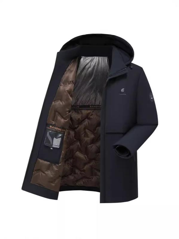 Outdoor - メンズ ジャケット 羽毛 中綿 コート 秋冬 シーズン アウター 上着 防寒着 厚手 暖かい 男性用 ポリエステル ブラック ブルー