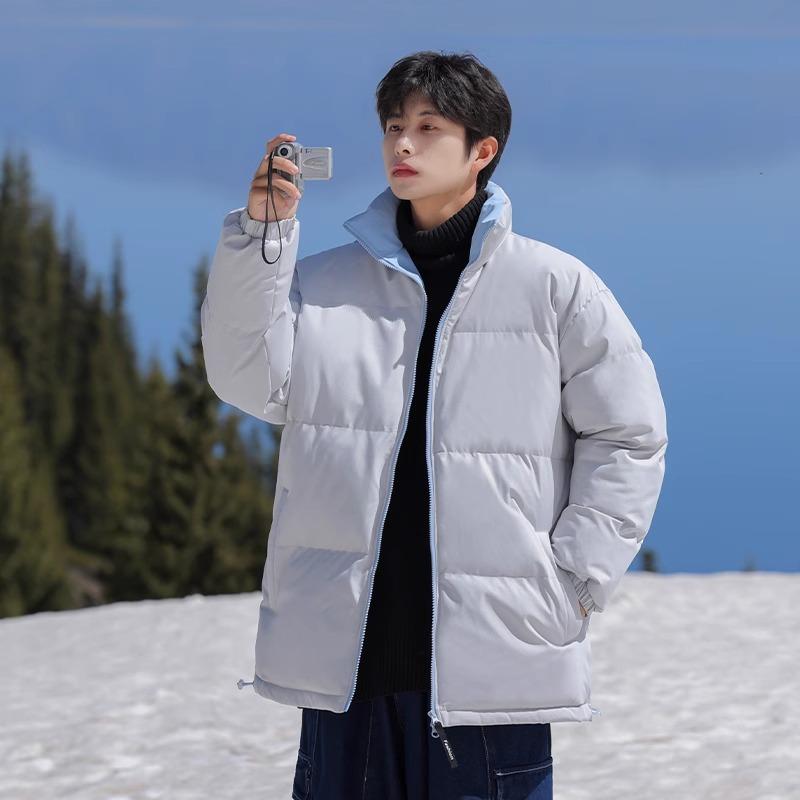 Rain Wear - 綿ジャケット メンズ ポリエステル 冬服 防寒 暖かい 中綿 厚手 アウター カジュアル スポーティ アウトドア ブラック カーキ ブルー グレー イエロー ピンク