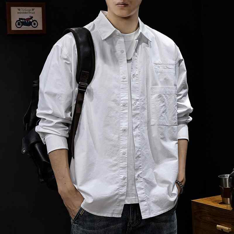 シャツ メンズ 長袖 オックスフォードシャツ コットン トップス カジュアルシャツ 春秋物 ホワイト 白 ..