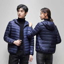 羽絨服 メンズ レディース ライトダウン ショート丈 フード付き 薄手 冬 男女兼用 スポーティー カジュアル あったか