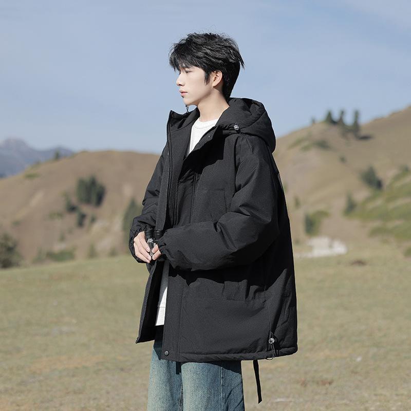 綿ジャケット メンズ 冬用 中綿 ジャンパー フード付き 暖かい 防寒 ゆったり リラックス カジュアル 白グレー 黒 カーキ ブラウン