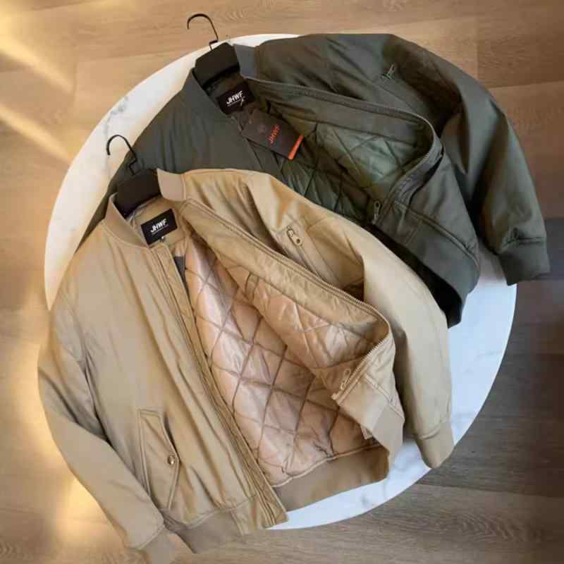 ジャケット メンズ 男性用 コットン 無地 ゆったり 厚手 防寒 キルティング 中綿 カーキ アーミーグリーン