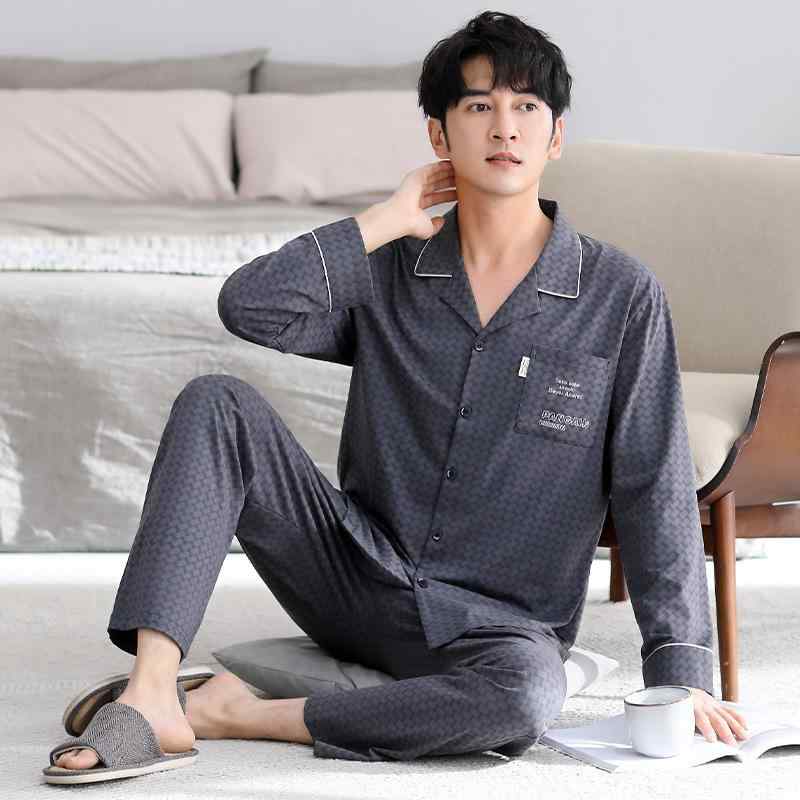 パジャマ メンズ 男性用 綿 長袖 薄手 上下セット ルームウェア 寝間着 部屋着 春秋 全綿 若者 アウト..