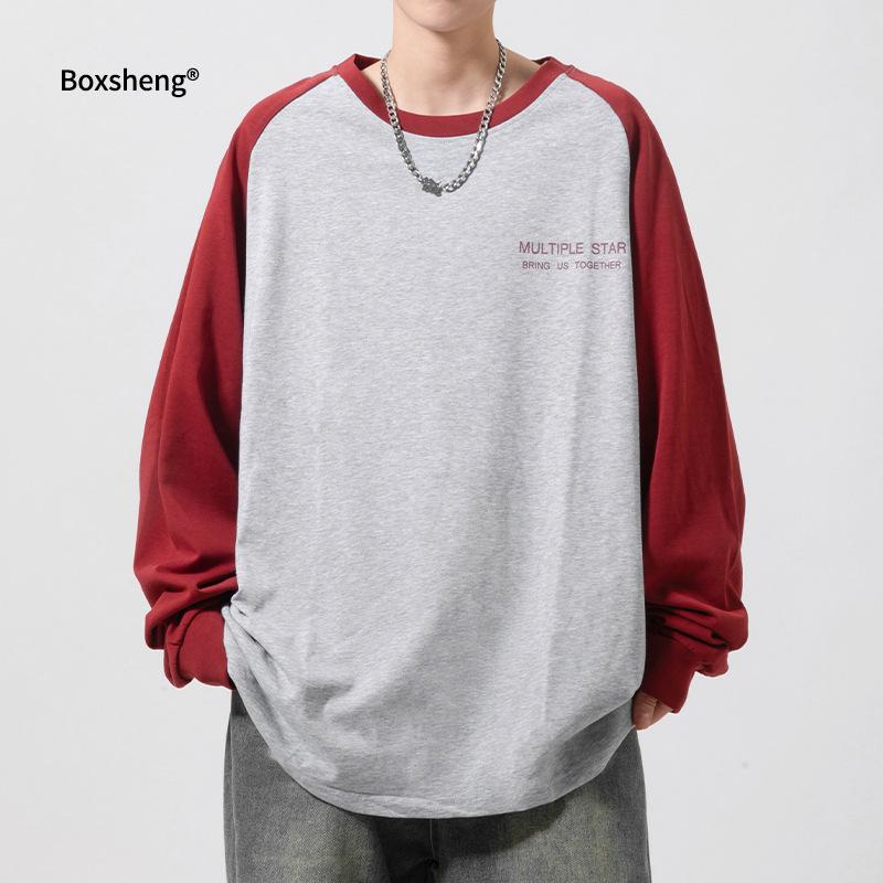 Tシャツ メンズ 男性用 コットン プリント 長袖 春秋 薄手 スポーツMIX カジュアル...