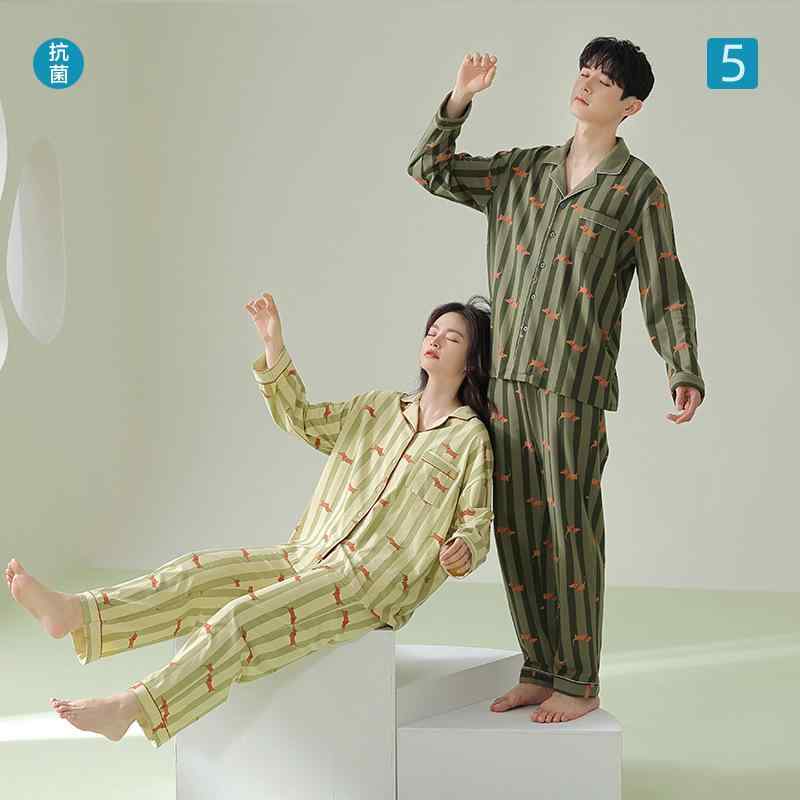 Wear - パジャマ レディース メンズ 春秋 綿 長袖 ストライプ 上下セット ルームウェア 部屋着 寝間着 リラックスウェア