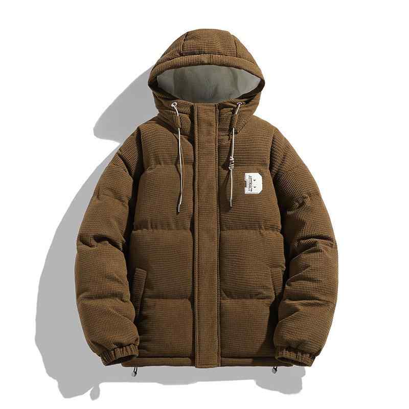 棉服 メンズ レディース フード付き 防風 撥水 無地 黒 緑 カーキ 焦糖色 秋冬 ペア あったか ゆったり おしゃれ かわいい アウター(4)