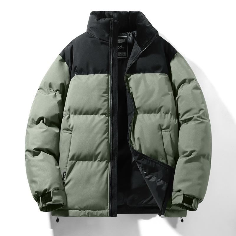 Rain Wear - 綿ジャケット メンズ 防寒 中綿 ポリエステル ゆったり スタンドカラー プリント 裏地付き サイドポケット 秋冬 ブラック カーキ アーミーグリーン ブラウン