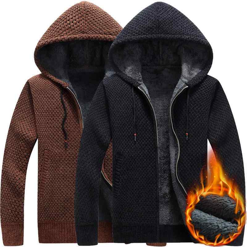 カーディガン メンズ 男性用 ニット カーディガン 秋冬 裏起毛 ジップアップ パーカー 配色 大判サイズ ゆったり 厚手 暖かい 防寒