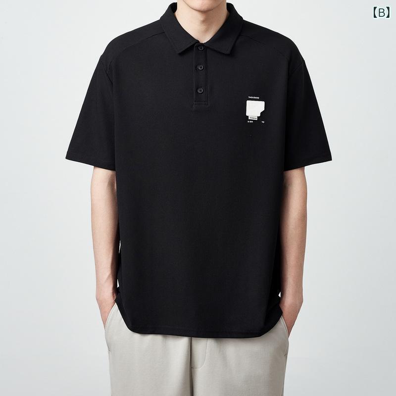 ポロシャツ メンズ 半袖 ワッフル 凹凸 текстура ゆったり 無地 Tシャツ カットソー トップス 夏 ホワイト ブラック カーキ