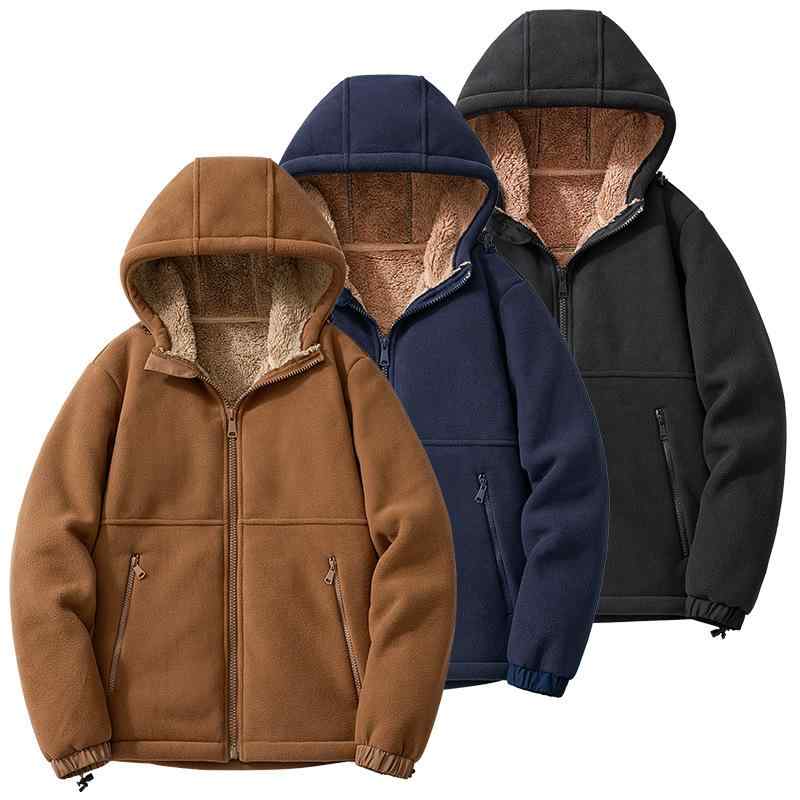 パーカー メンズ 裏起毛フリース ジャケット 厚手 アウター 男性用 秋冬 無地 暖かい ジップアップ ラ..