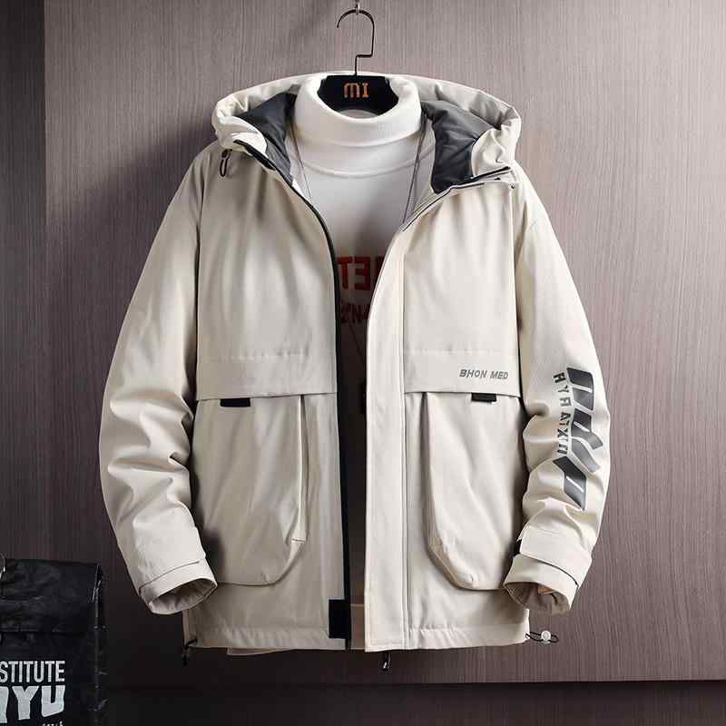 綿ジャケット メンズ 男性用 フード付き 中綿 ジャンパー ブルゾン ポリエステル 秋冬 防寒 暖かい ゆったり カジュアル スタイル(x2)