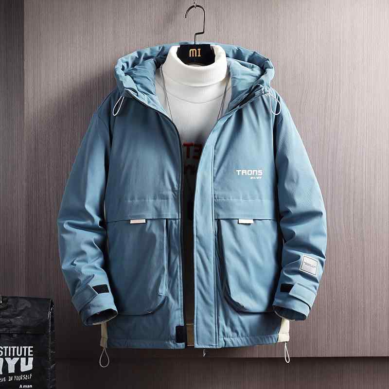 綿ジャケット メンズ 薄手 フード付き ポリエステル 防寒 ウェア 秋冬 カジュアル スタイル 杏色 黒 灰..