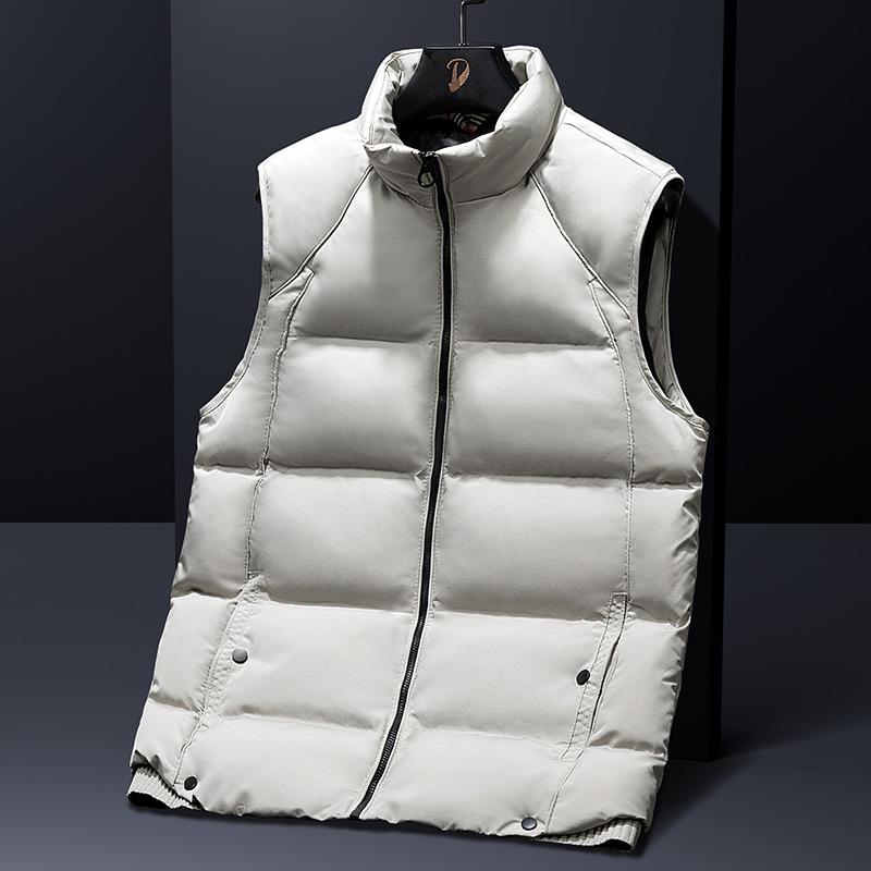 Rain Wear - ダウンベスト 男性用 中綿 コーデュロイ 裏起毛 フード付き 腰絞り 防寒着 アウター カーキ ブラック オフホワイト(x2)