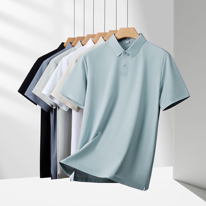 ポロシャツ メンズ 接触冷感 半袖 菠萝 提花 カットソー 無地 ビジネス トップス 紳士服 コットン混紡 ..