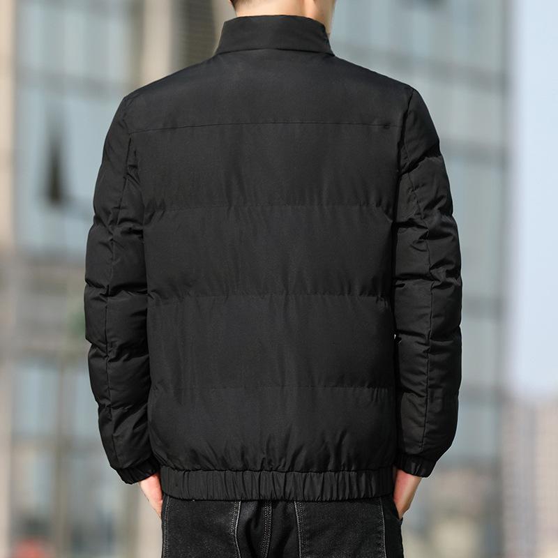 Rain Wear - メンズ ジャケット 冬用 中綿 厚手 ブルゾン 野球襟 防寒 ポリエステル 無地 カジュアル スタイル(x2)