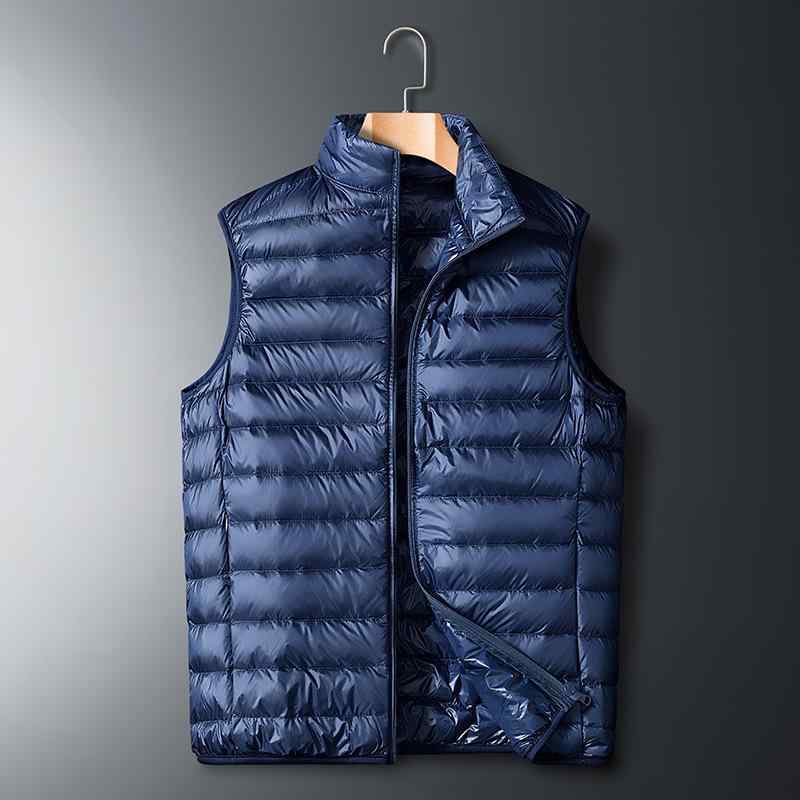 Rain Wear - ダウンベスト メンズ 男性用 秋冬 白ダウン 防風 暖かい スポーツ アウトドア カジュアル チョッキ 赤 黒 グレー 紺