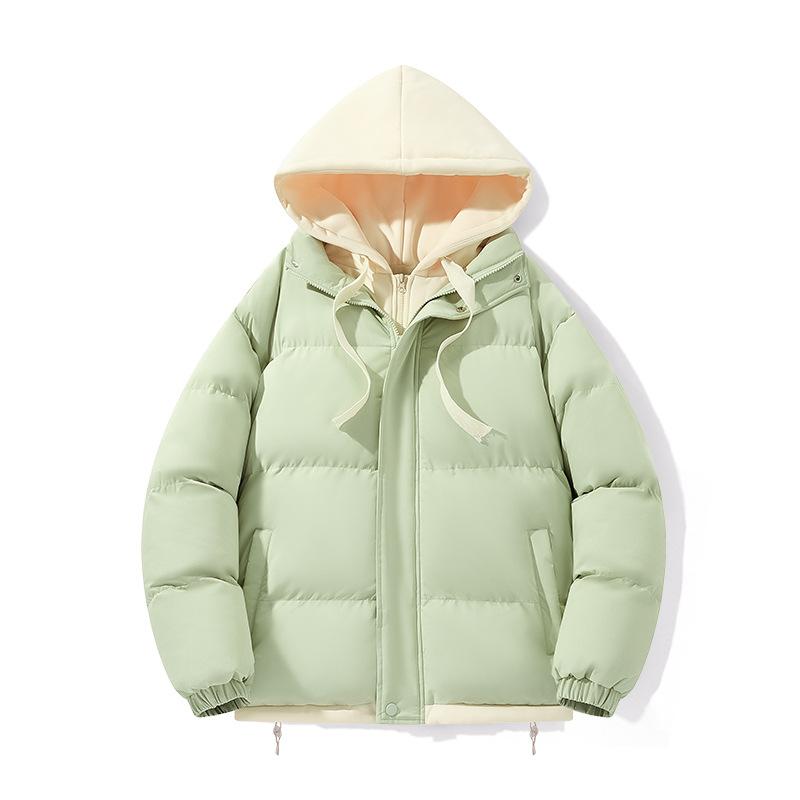Rain Wear - 綿ジャケット メンズ 男性用 アウター 中綿 連帽 フード付き 防寒 暖かい ゆったり ビッグシルエット 無地 ポケット付き ポリエステル 秋冬 ブラック カーキ ピンク系 ブルー