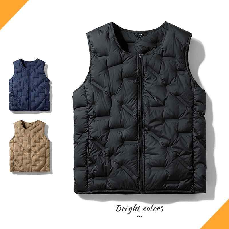 Rain Wear - ダウンベスト メンズ 男性用 薄手 防寒 暖かい インナーベスト ノースリーブ 軽量 チョッキ 秋冬 ブラック 紺色