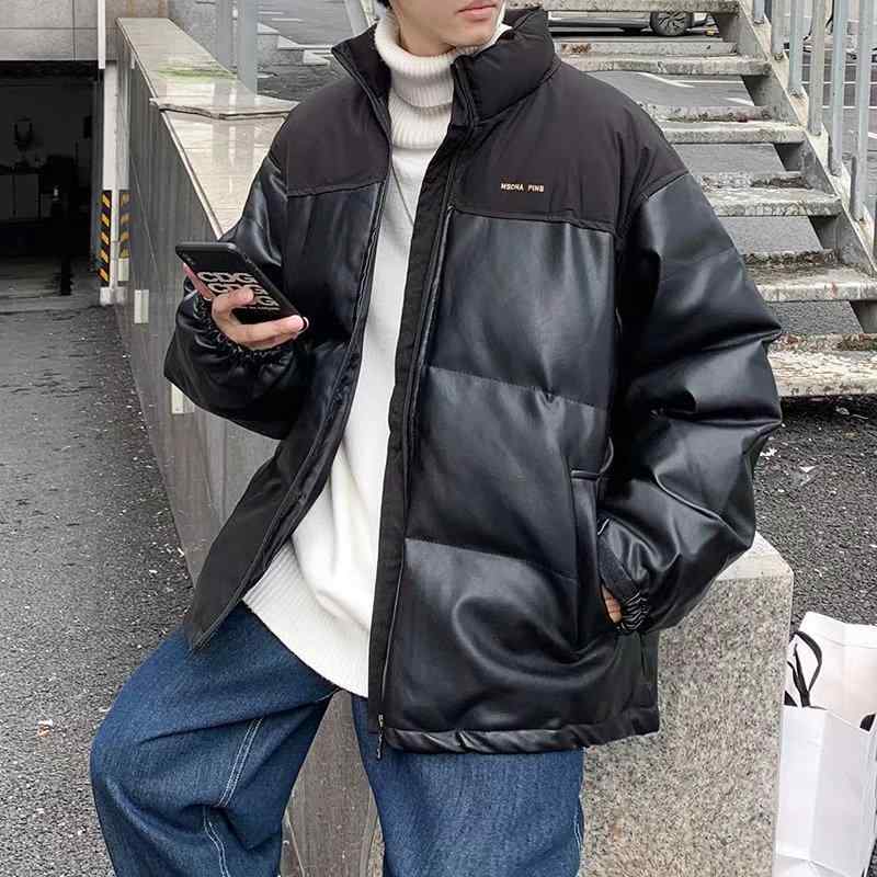 綿入りジャケット 男性用 PUレザー 中綿 防寒着 ゆったりサイズ あったか スタンドカラー アウター ブラック アイボリー・・種類: カーディガン・フィット: ゆったり・フロント: ジッパー・中綿: ポリエステル・フード: なし・厚さ: 厚手・柄: 無地・素材: ポリエステル混紡・対象: ティーン・シーン: カジュアル・対象シーズン: 冬・ディテール: ポケット・ポケット: サイド・裾: ストレート・着丈: レギュラー(50cm＜着丈≤65cm)・ネックライン: スタンドカラー・対象年齢: 成人・対象性別: メンズ・カテゴリ: 綿入りジャケット/コート・カラー: ブラック.オフホワイト・サイズ: M.L.XL.2XL