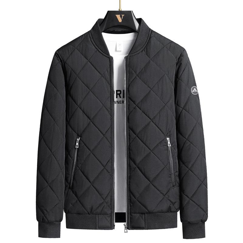 Rain Wear - 綿ジャケット メンズ 大きいサイズ 裏起毛 野球服 スタンドカラー コットン ポリエステル 厚手 秋冬 黒 茶色