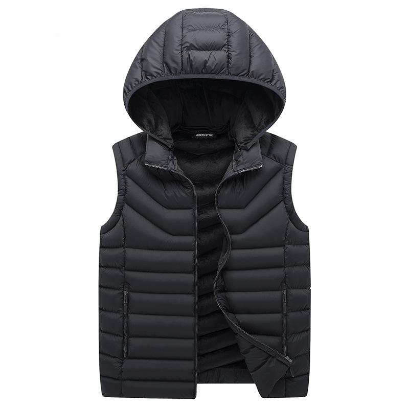 Rain Wear - メンズ 中綿ベスト 大きいサイズ 厚手 防寒着 チョッキ アウター ジャンパー 立ち襟 無地 普段使い アウトドア 深青 黒 ダークグレー