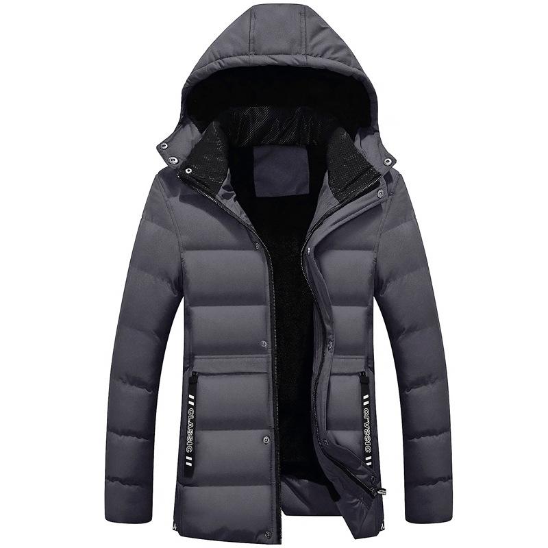 Outdoor - ジャケット 男性用 中綿 合体型 ポリエステル 秋冬 厚手 無地 グレー 黒 青 リブ 裾 直下 休闲(x3)