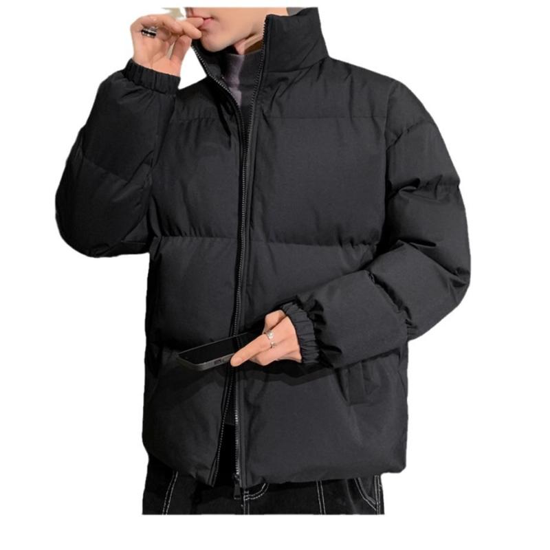 Rain Wear - ダウンジャケット メンズ 男性用 防寒 暖か 大サイズ ゆったり リラックスフィット ショート丈 無地 黒 白 ポリエステル 秋冬