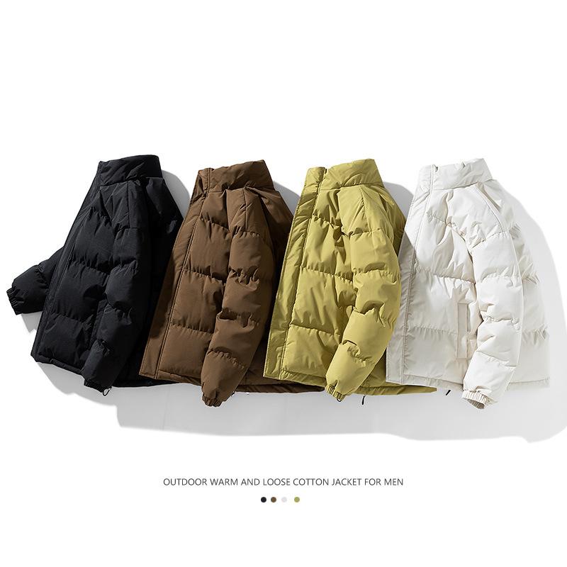 コート メンズ 男性用 中綿 厚手 立襟 ポリエステル 防寒 暖かい ストライプ 無地 ブラック マスタード..