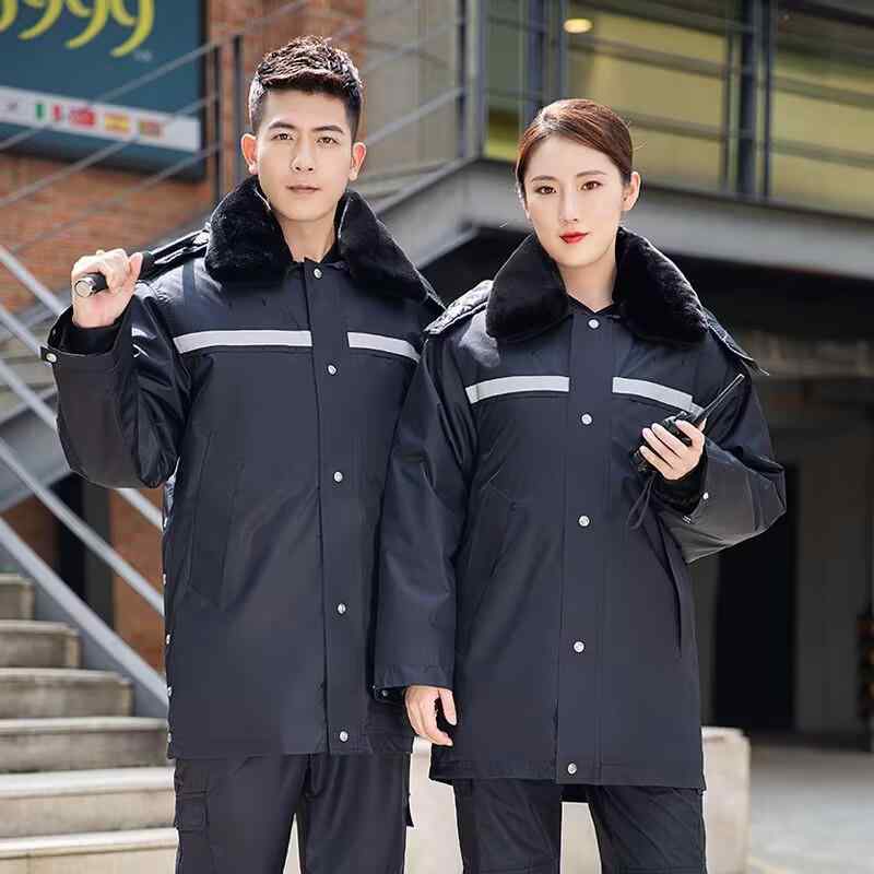 Rain Wear - コート 男性用 秋冬 防寒 防水 防風 作業着 警備員 反射ストリップ付き 厚手 ポリエステル 中綿 アウター