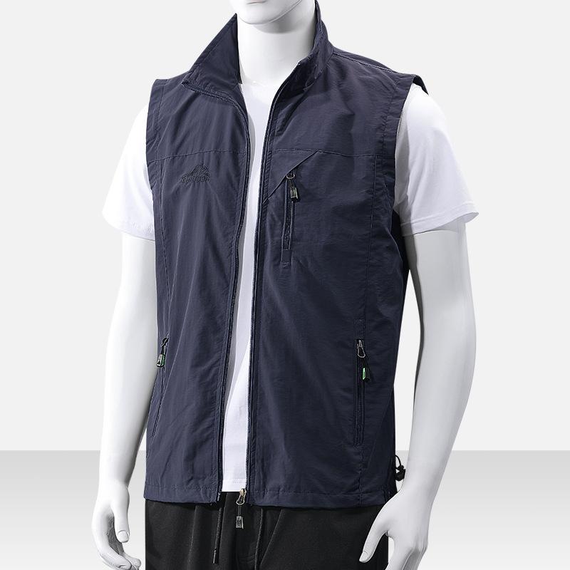 Rain Wear - ベスト メンズ 男性用 春夏 スポーツ アウトドア 釣り 登山 防風 撥水 通気 多ポケット ミリタリー 作業着 普段使い