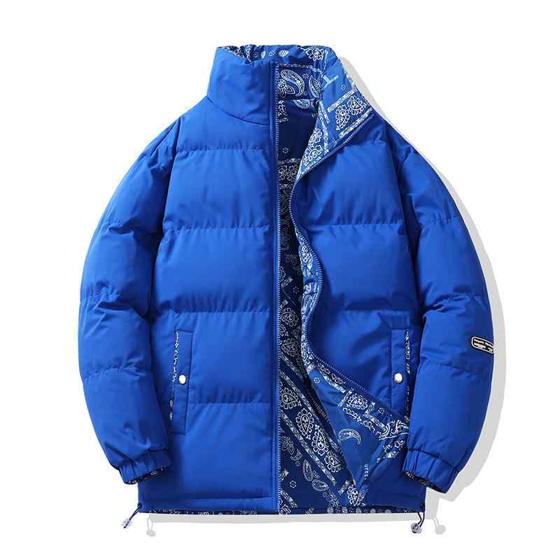 Rain Wear - 綿ジャケット メンズ 男性用 リバーシブル 両面 スタンドカラー ポリエステル 中綿 防寒着 秋冬 黒 白 青 ピンク 10代 20代