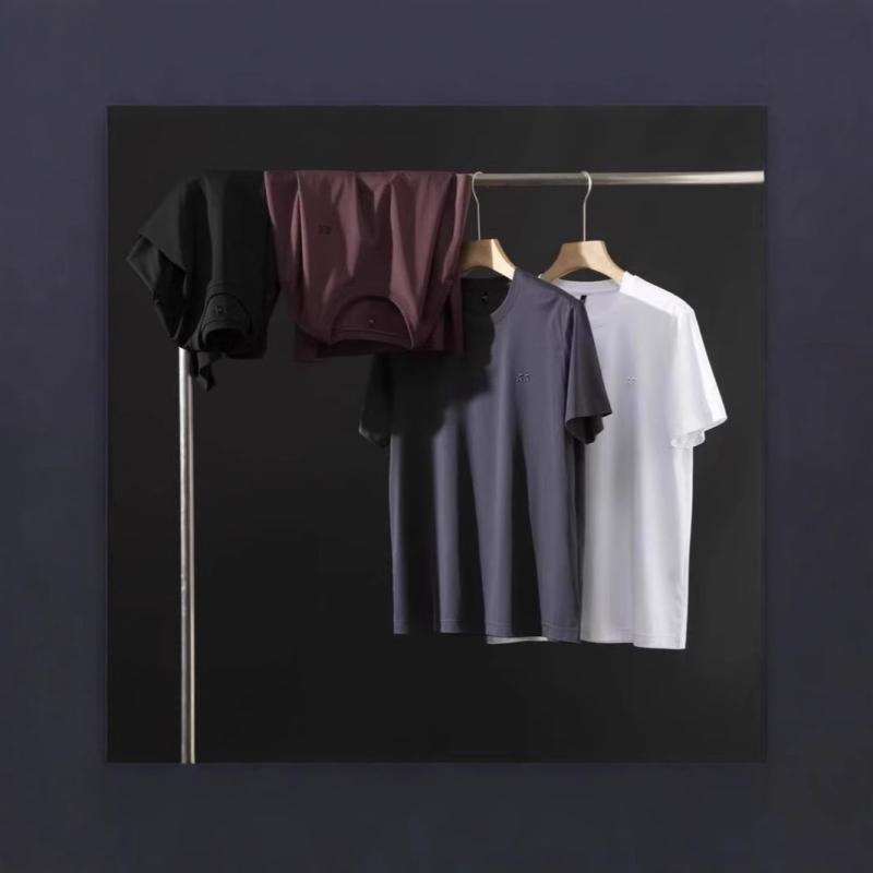 Tシャツ メンズ 男性用 接触冷感 無地 薄手 半袖 ラウンドネック トップス カットソー スポーツ 普段使い ルームウェア ブラック ホワイト グレー パープル