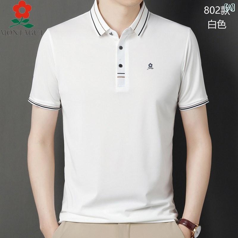 Tシャツ 男性用 半袖 桑蚕丝 ポロシャツ メンズ 接触冷感 無地 薄手 襟付き トップス カジュアル スタイル