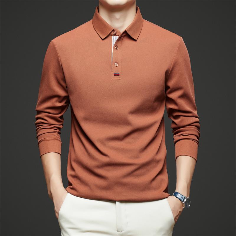 ポロシャツ メンズ 男性用 トップス 長袖 コットン 綿 刺繍 無地 襟付き 春秋 ビジネス ビジネスカジュ..
