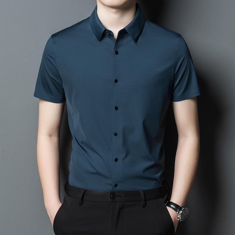 シャツ メンズ 男性用 トップス 無地 接触冷感 薄手 半袖 夏ニット カーディガン 襟付き 普段使い
