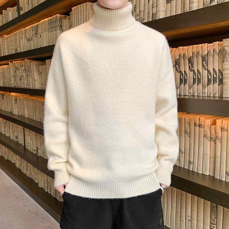 ニット メンズ 厚手 裏起毛 無地 タートルネック トップス 学生 あったか インナーウェア M L XL XXL X..