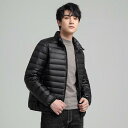 ダウンジャケット メンズ 男性用 無地 軽量 防風 保温 薄手 ショート丈 アウター コート 秋冬 ブラック ネイビー グレー