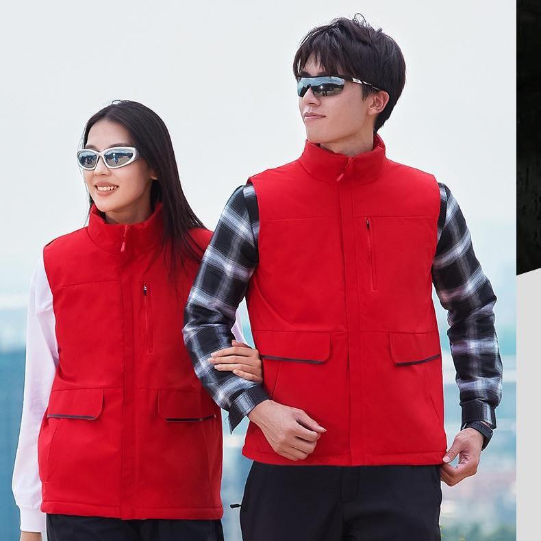 Rain Wear - ベスト 男性用 防寒 中綿 チョッキ アウター 保温 防風 防水 ワークウェア 秋冬 ブラック レッド グリーン ネイビー