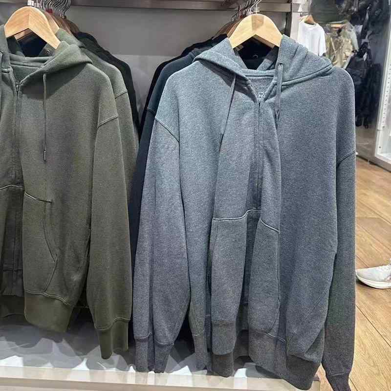 パーカー メンズ レディース 男女兼用 カップル 薄手 無地 ジップアップ ライトアウター ラグラン袖 スプリング 秋 グレー系