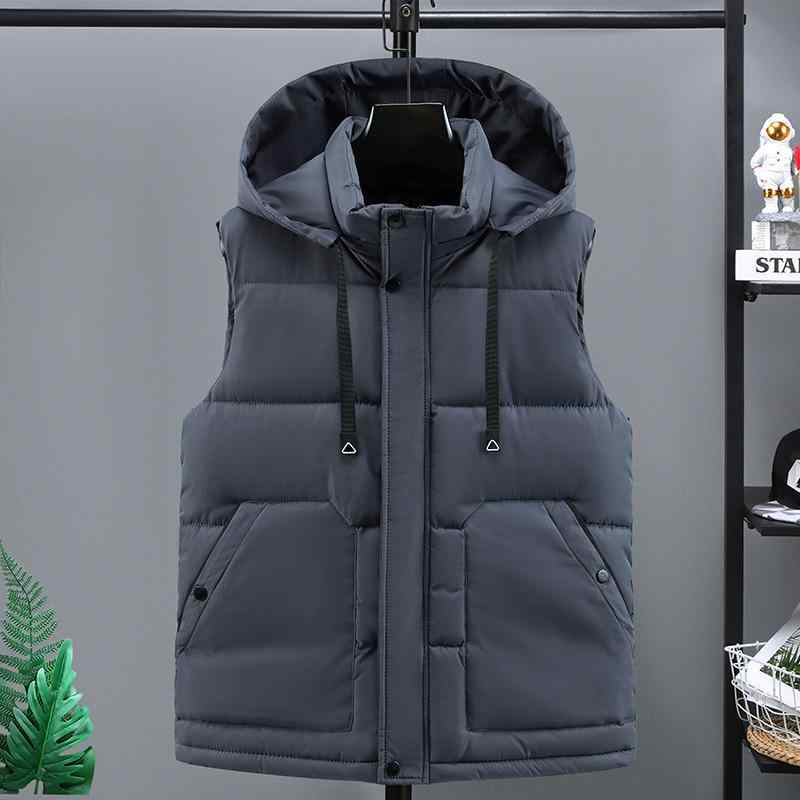ダウン 中綿ベスト 男性用 秋冬 アウター 厚手 ポリエステル 無地 ブラック グレー 防寒 チョッキ