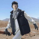 ダウンベスト レディース メンズ ユニセックス 男女兼用 チョッキ ショート丈 ノースリーブ 襟付き 中綿 ポリエステル 無地 ホワイト ブラック 秋冬 カジュ...