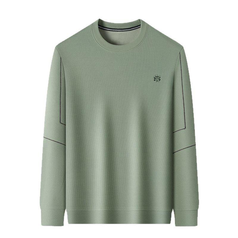 スウェット メンズ ライン プルオーバー 長袖 トップス カットソー ラウンドネック 幾何学柄 ゆったりサイズ リラックス 部屋着 ポリエステル ブラック ホワイト グリーン ブラウン