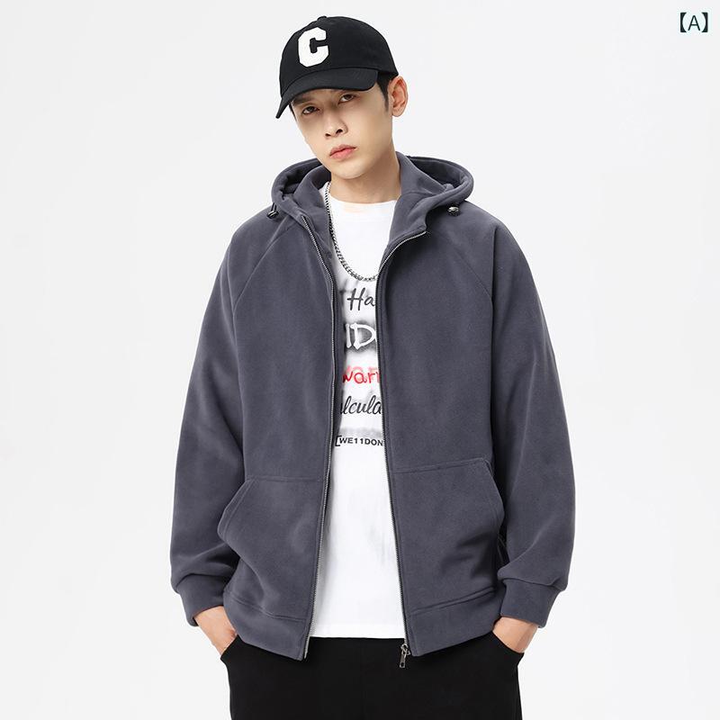 パーカー メンズ カーディガン ジャケット 秋冬 無地 ジップアップ フード付き あったか 暖か 裏起毛 部屋着 ルームウェア アウトドア 普段使い