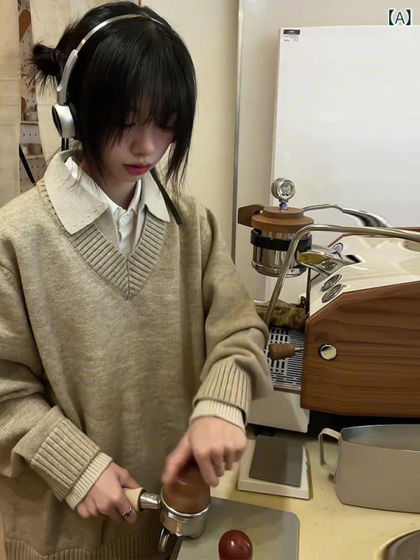 ニット メンズ Vネック カーディガン レトロ リブ 襟付き 2way 長袖 プルオーバー ...
