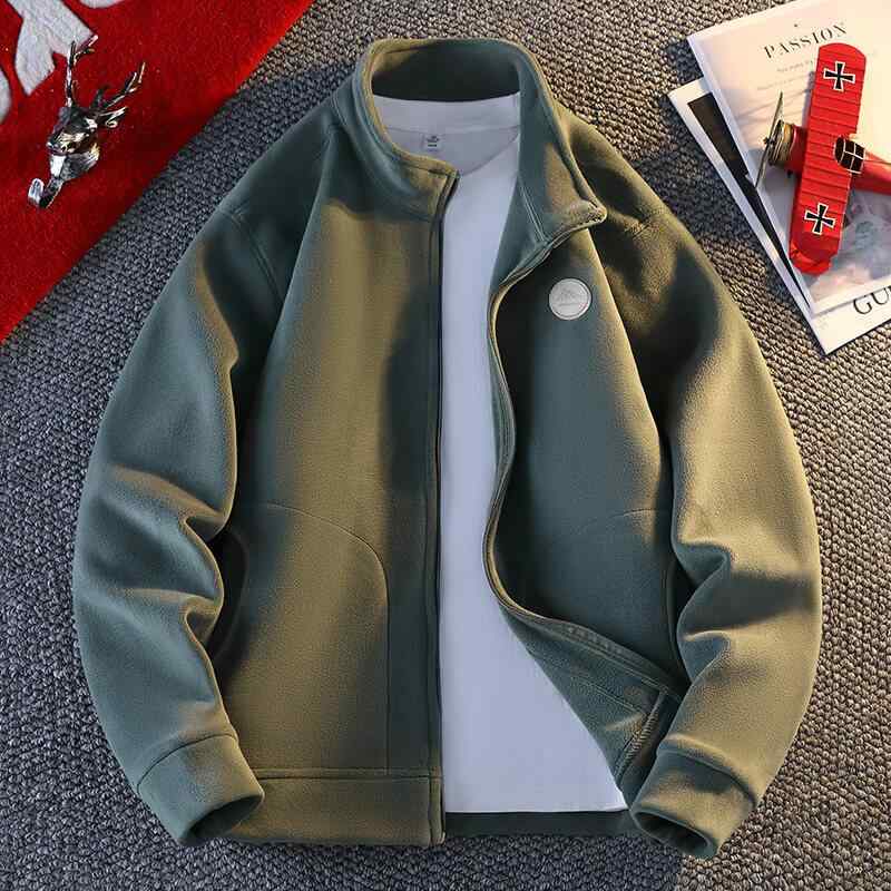 メンズ フリースジャケット スタンドカラー ジップアップ ライトアウター 春秋 カジュアル 幾何学模様 ..