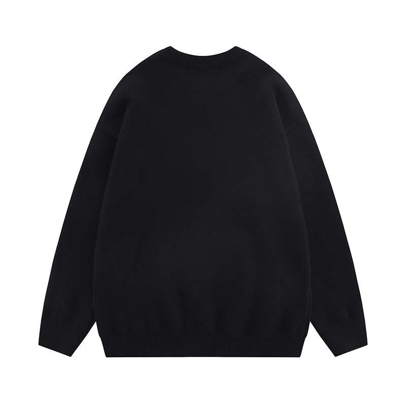 ニット メンズ 長袖 国潮 高街 ウサギ 提花 プルオーバー セーター 宽松 春秋 リブ袖 黒 赤(x2)