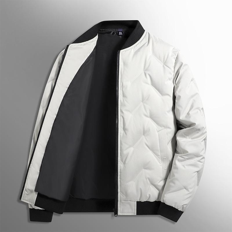 ダウンジャケット メンズ 中綿 防寒着 ブルゾン ジャンパー アウター 秋冬 ポリエステル 無地 ブラック..