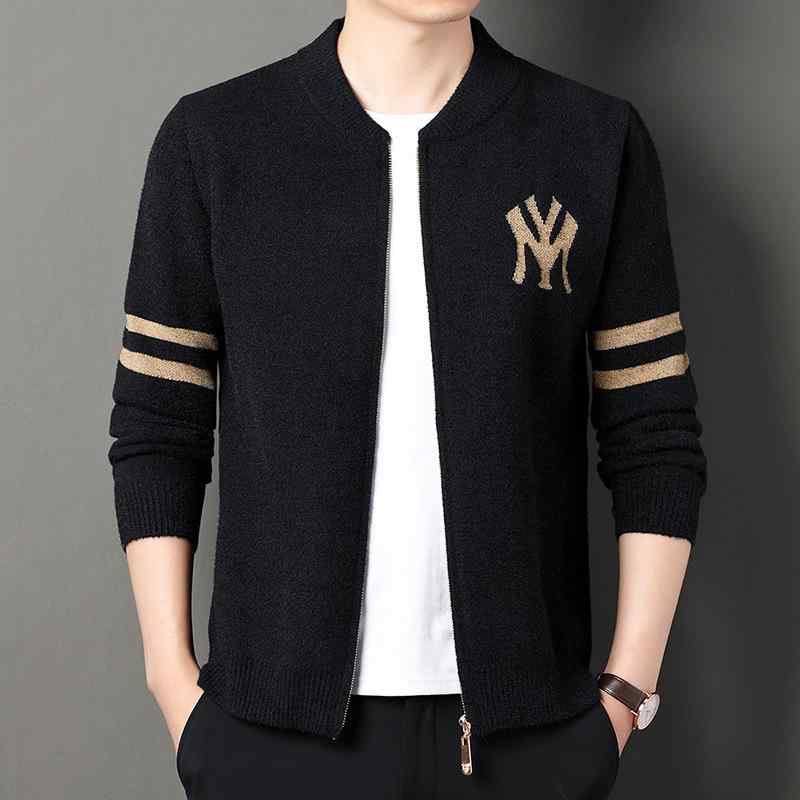 ニット カーディガン メンズ ニットトップス 男性用 長袖 リブ裾 無地 スリムフィット カジュアルスタイル 春秋 普段使い 黒 ブラック ..